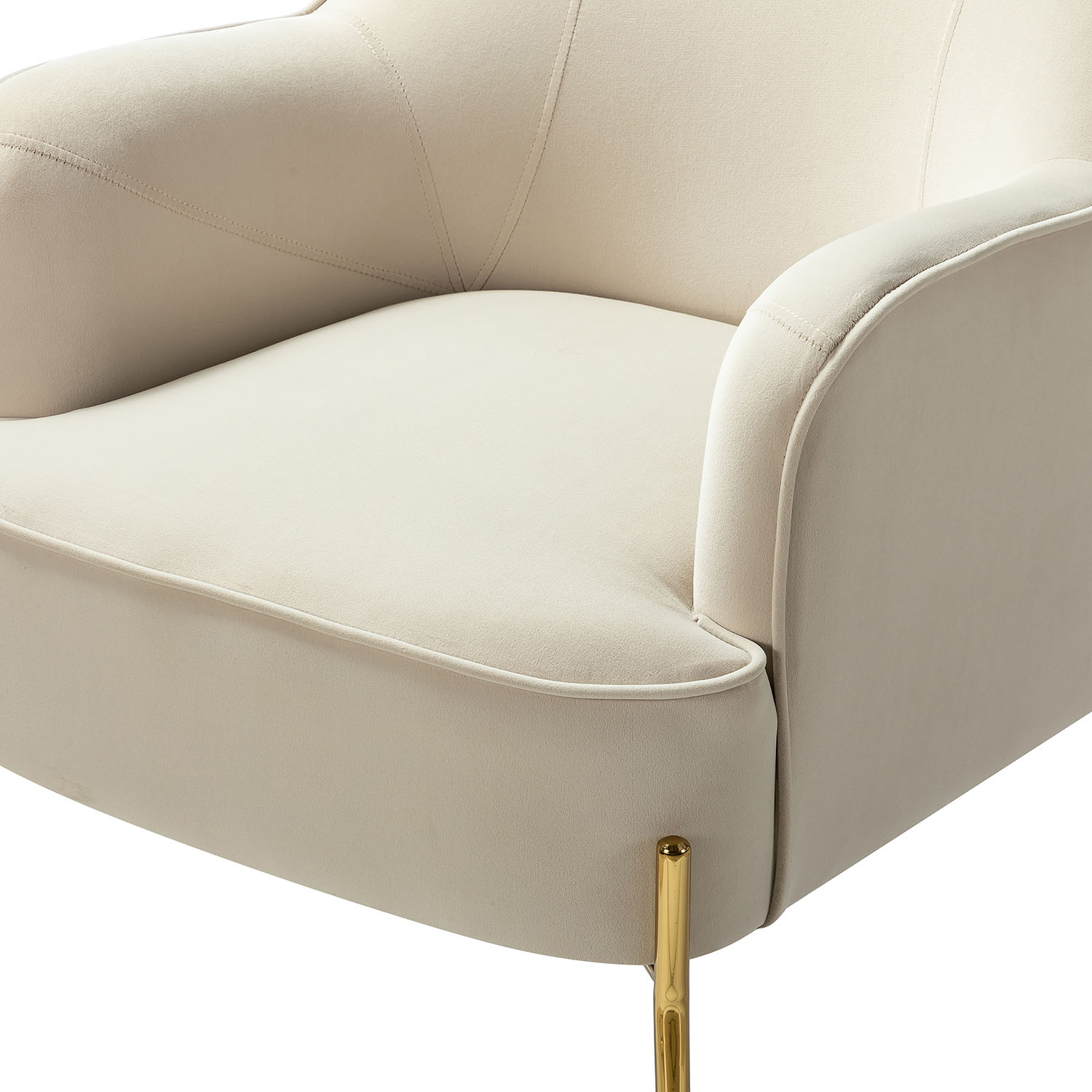 Nora Tan Velvet Mid-Century Modern Accent Chair with Gold Legs 4 Nora Tan Velvet Mid-Century Modern Accent Chair with Gold Legs - Image 4