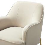 Nora Tan Velvet Mid-Century Modern Accent Chair with Gold Legs