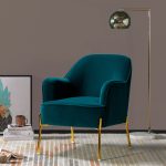 Nora Teal Velvet Mid-Century Modern Accent Chair with Gold Legs 6 Nora Teal Velvet Mid-Century Modern Accent Chair with Gold Legs