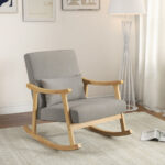Natural Wood Rocking Chair with Cushions and Ergonomic Design