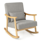 Natural Wood Rocking Chair with Cushions and Ergonomic Design