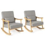 Natural Wood Rocking Chair with Cushions and Ergonomic Design