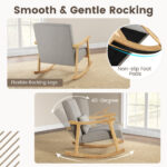 Natural Wood Rocking Chair with Cushions and Ergonomic Design