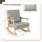 Natural Wood Rocking Chair with Cushions and Ergonomic Design