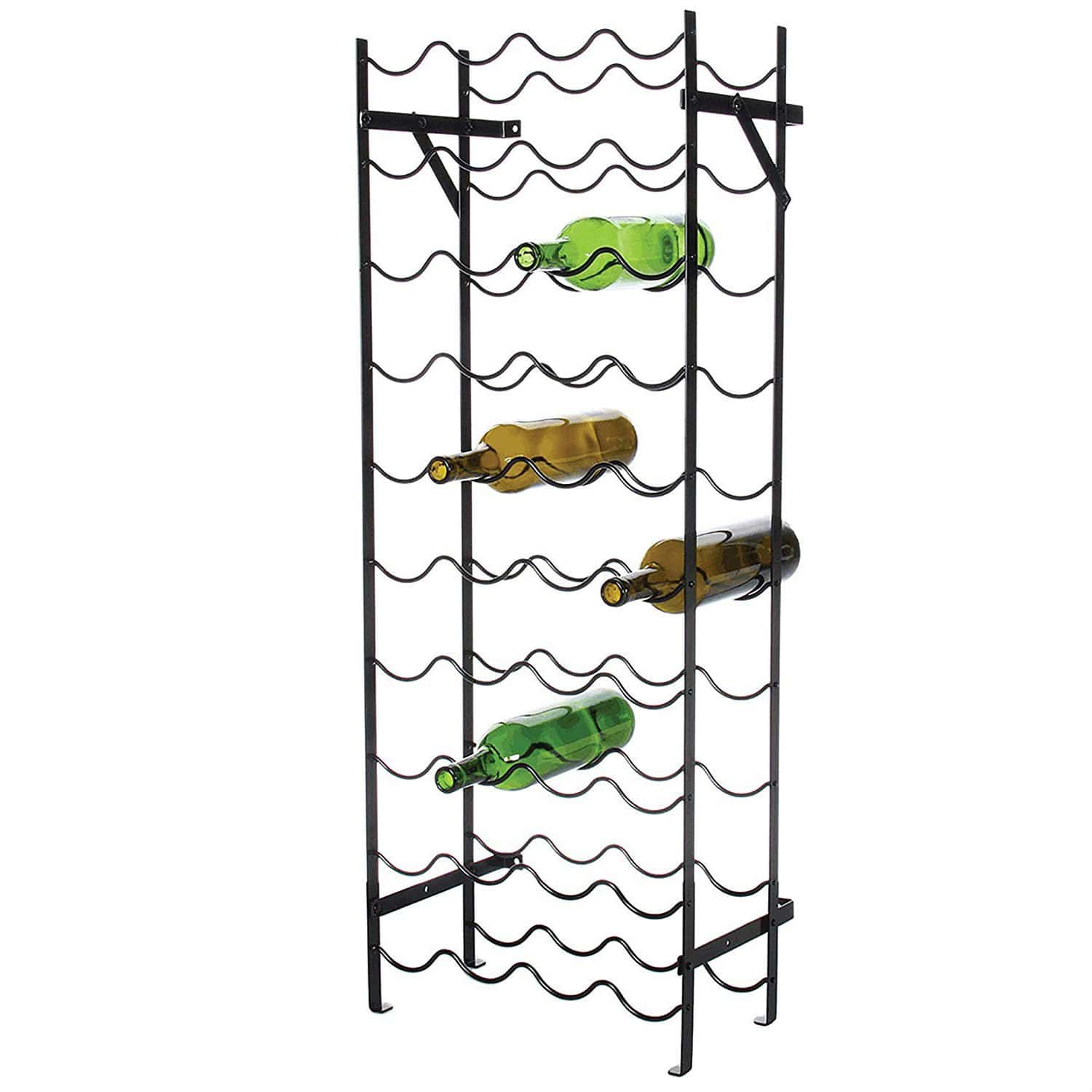 Black Metal 40-Bottle Wine Rack with Wall Anchors 1 Black Metal 40-Bottle Wine Rack with Wall Anchors