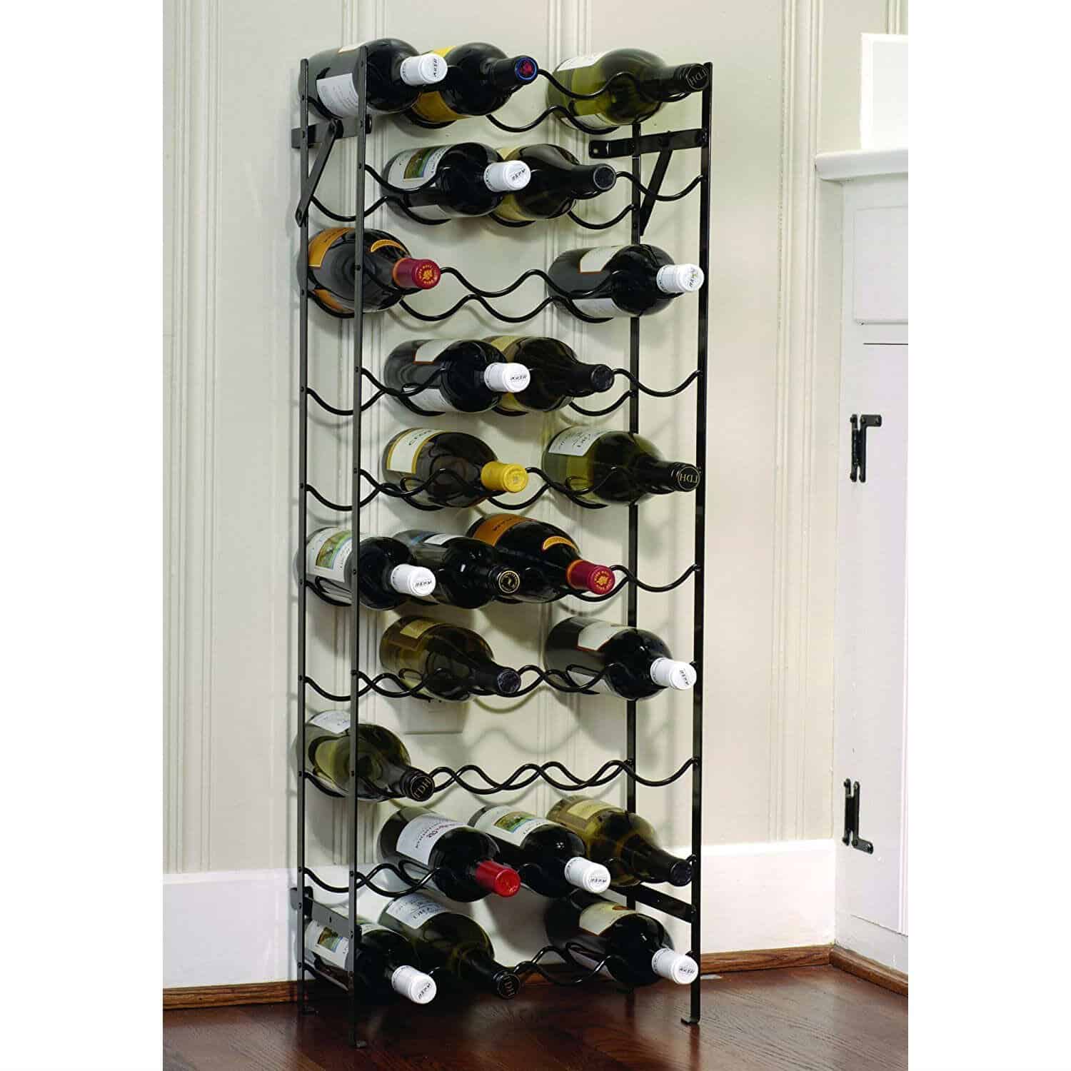 Black Metal 40-Bottle Wine Rack with Wall Anchors 3 Black Metal 40-Bottle Wine Rack with Wall Anchors - Image 3