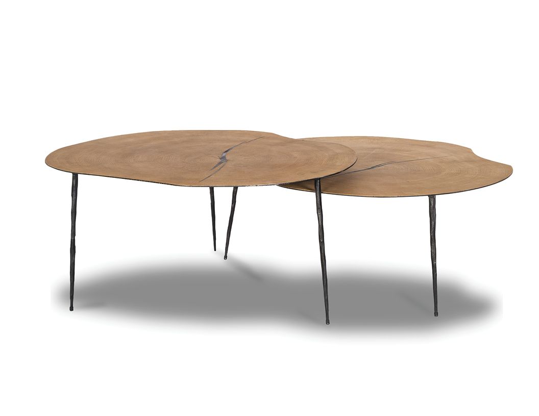 OAKLEY Low Coffee Table Oak Veneer Black Hammered Iron 3 OAKLEY Low Coffee Table Oak Veneer Black Hammered Iron - Image 3