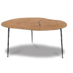 OAKLEY Tall Oak Veneer Coffee Table Black Hammered Iron 5 OAKLEY Tall Oak Veneer Coffee Table Black Hammered Iron
