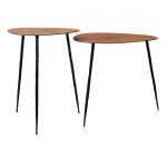 OAKLEY Tall Oak Veneer End Table Black Iron Legs 6 OAKLEY Tall Oak Veneer End Table Black Iron Legs