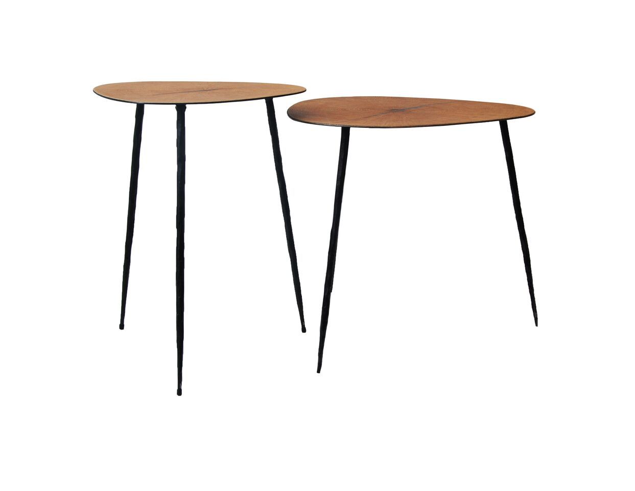 OAKLEY Tall Oak Veneer End Table Black Iron Legs 3 OAKLEY Tall Oak Veneer End Table Black Iron Legs - Image 3