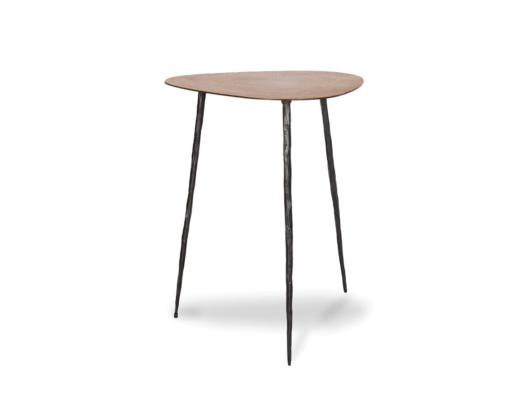 OAKLEY Tall Oak Veneer End Table Black Iron Legs 1 OAKLEY Tall Oak Veneer End Table Black Iron Legs