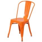 Orange Metal Stacking Bistro Dining Chairs Indoor Outdoor (Set of 4)