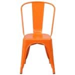 Orange Metal Stacking Bistro Dining Chairs Indoor Outdoor (Set of 4)