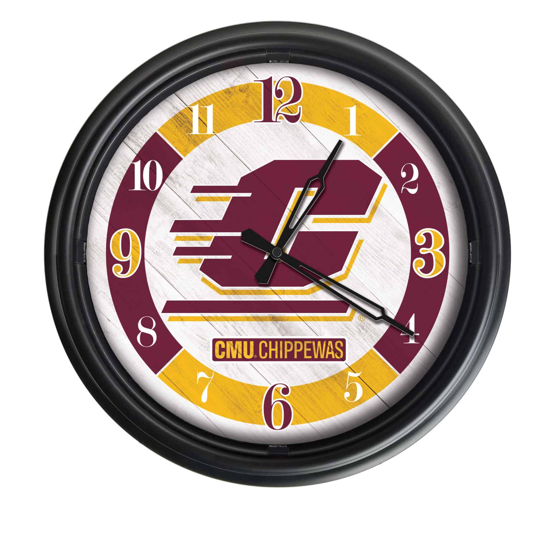 Central Michigan University 14-Inch Indoor/Outdoor LED Wall Clock in Black 1 Central Michigan University 14-Inch Indoor/Outdoor LED Wall Clock in Black