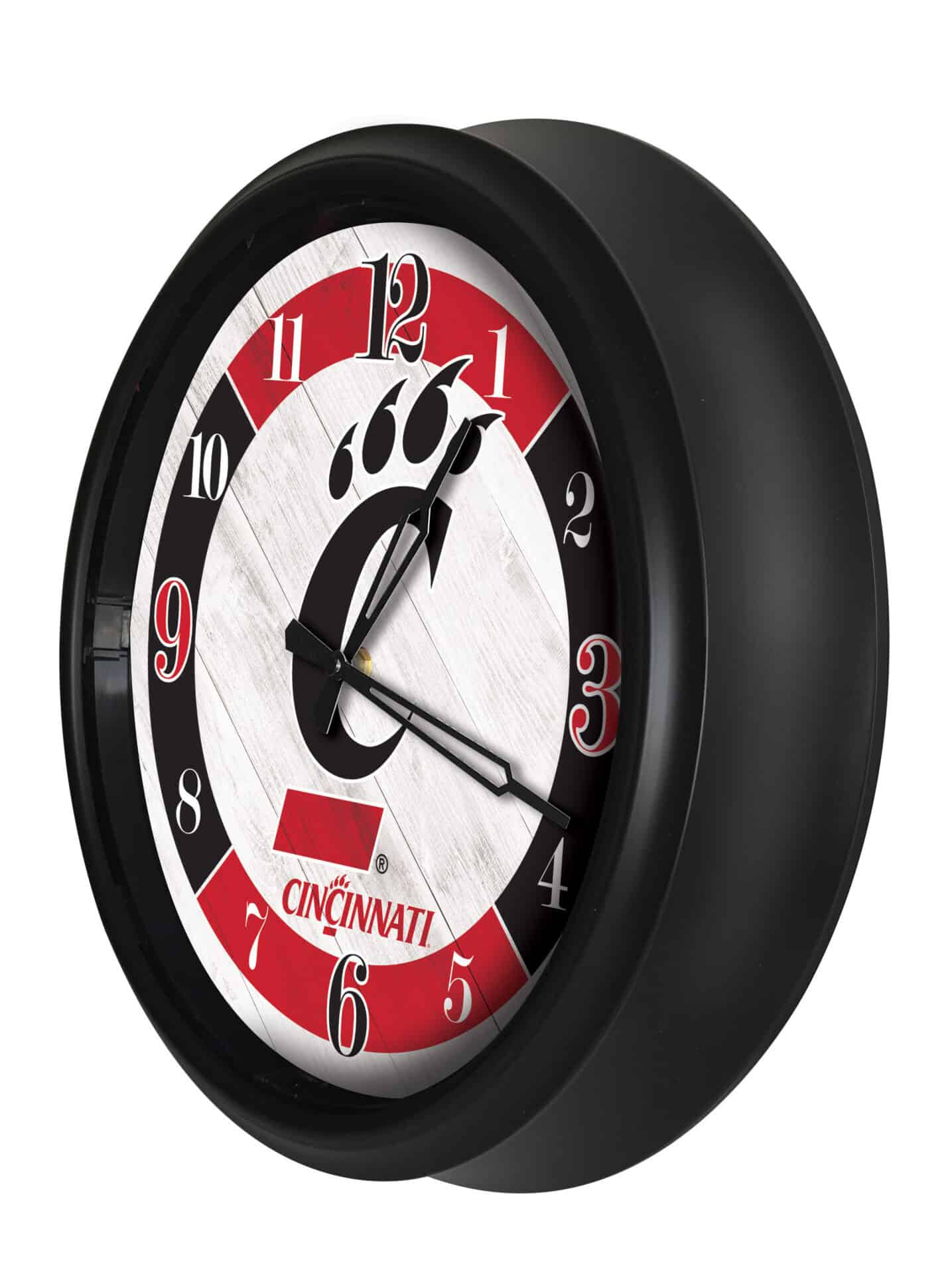 University of Cincinnati 14-Inch Indoor/Outdoor LED Wall Clock in Black 2 University of Cincinnati 14-Inch Indoor/Outdoor LED Wall Clock in Black - Image 2