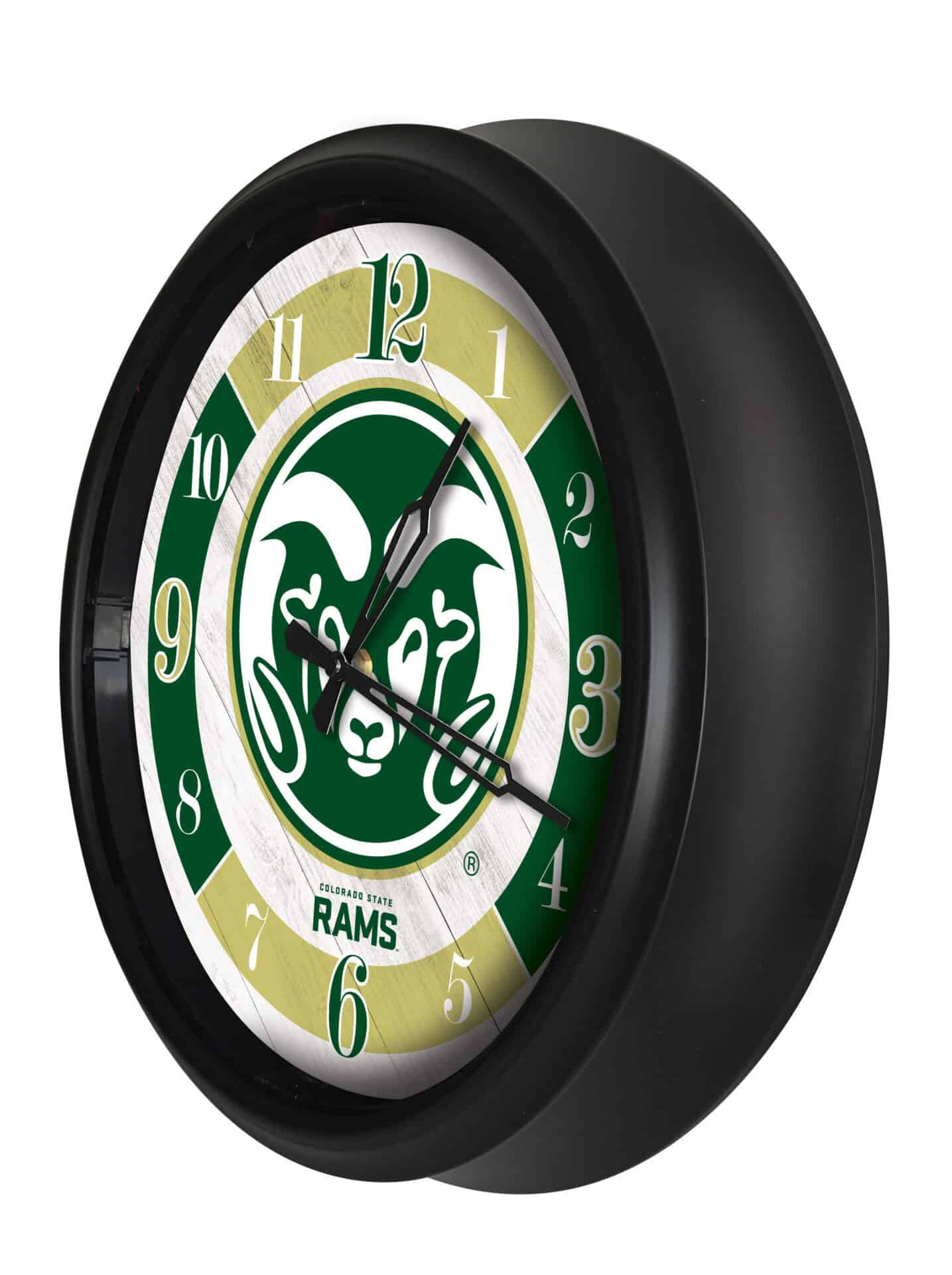 Colorado State University 14-Inch Indoor/Outdoor LED Wall Clock in Black 2 Colorado State University 14-Inch Indoor/Outdoor LED Wall Clock in Black - Image 2