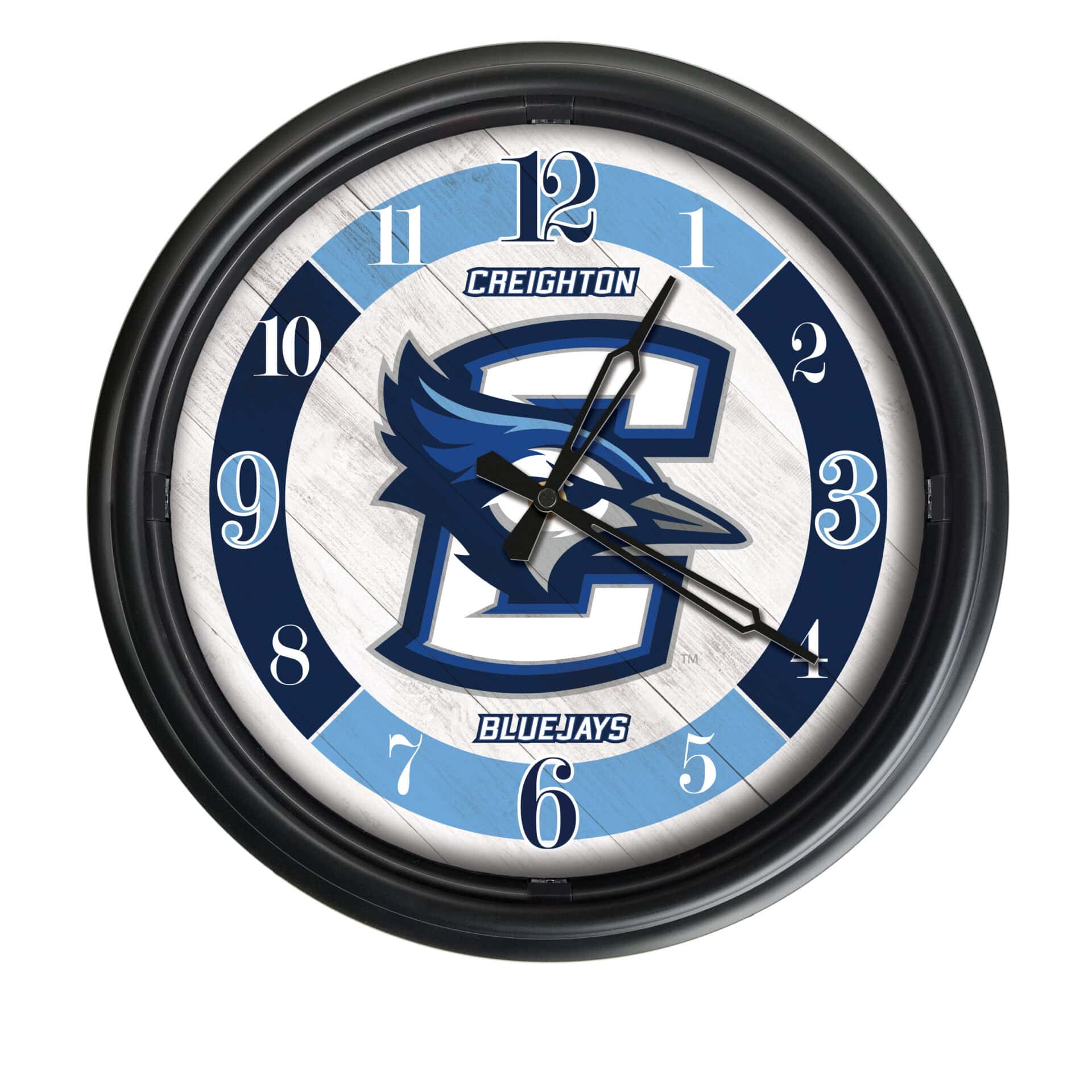 Creighton University 14-Inch Indoor/Outdoor LED Wall Clock in Black 1 Creighton University 14-Inch Indoor/Outdoor LED Wall Clock in Black