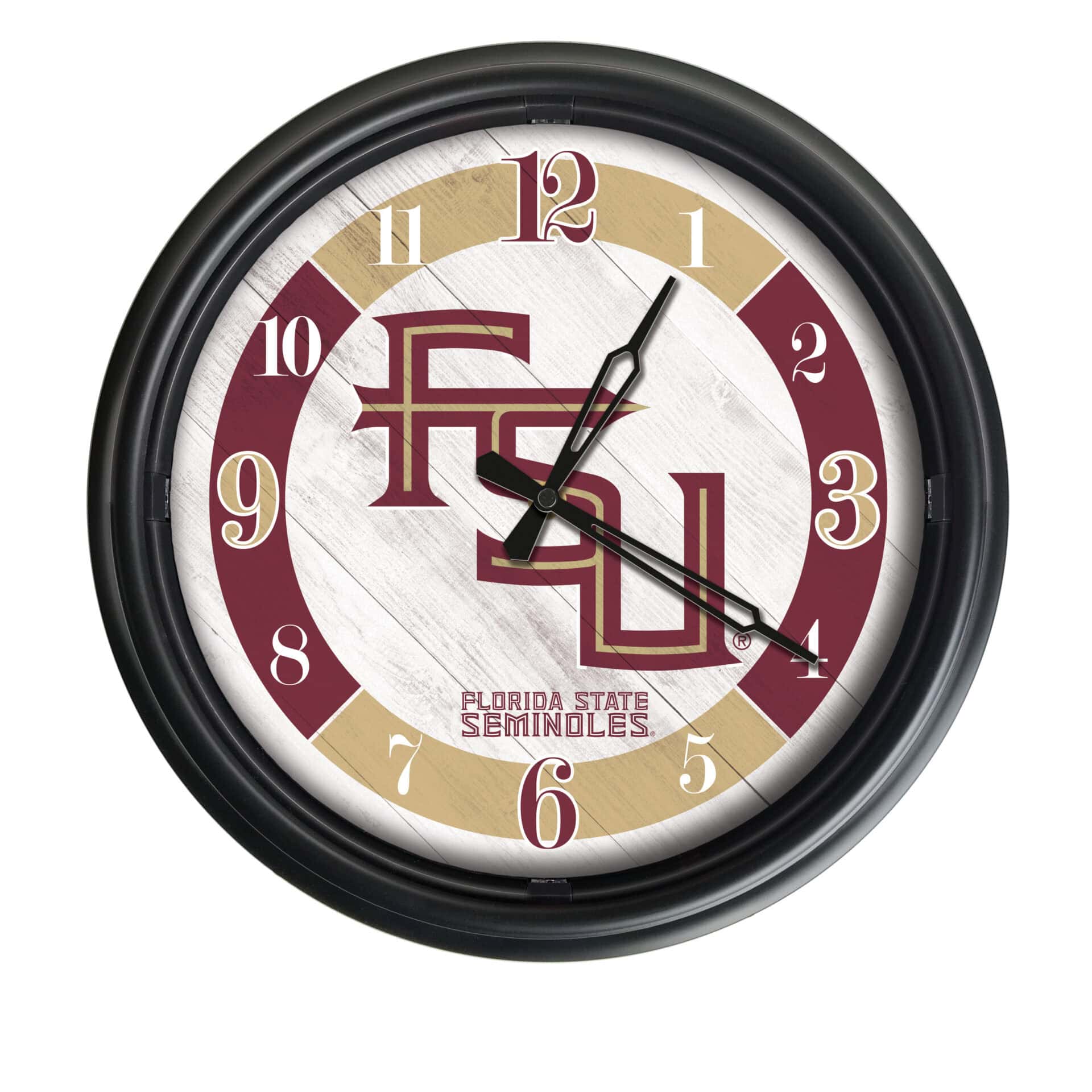 Florida State (Script) 14-Inch Indoor/Outdoor LED Wall Clock in Black 1 Florida State (Script) 14-Inch Indoor/Outdoor LED Wall Clock in Black