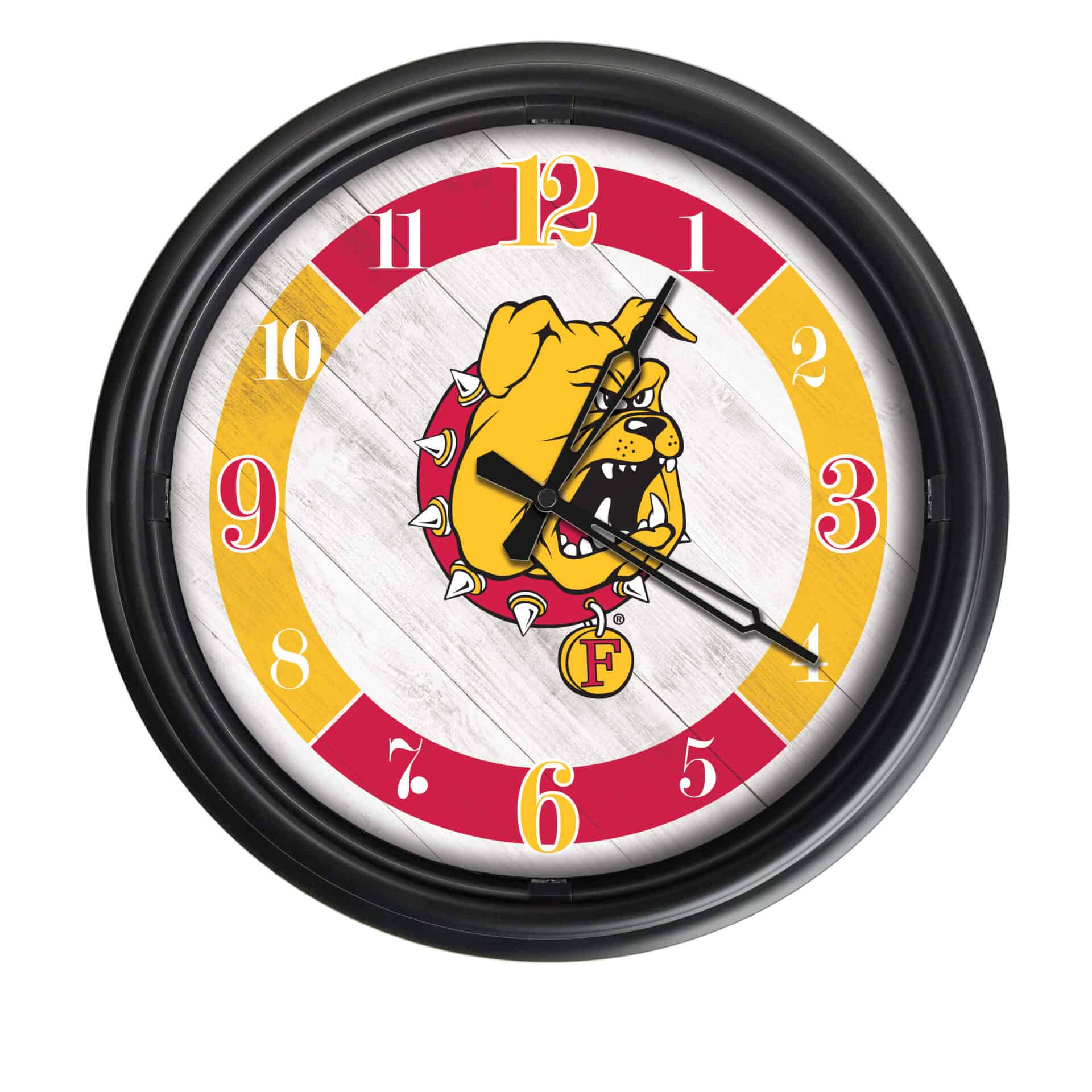 Ferris State University 14-Inch Indoor/Outdoor LED Wall Clock in Black 1 Ferris State University 14-Inch Indoor/Outdoor LED Wall Clock in Black