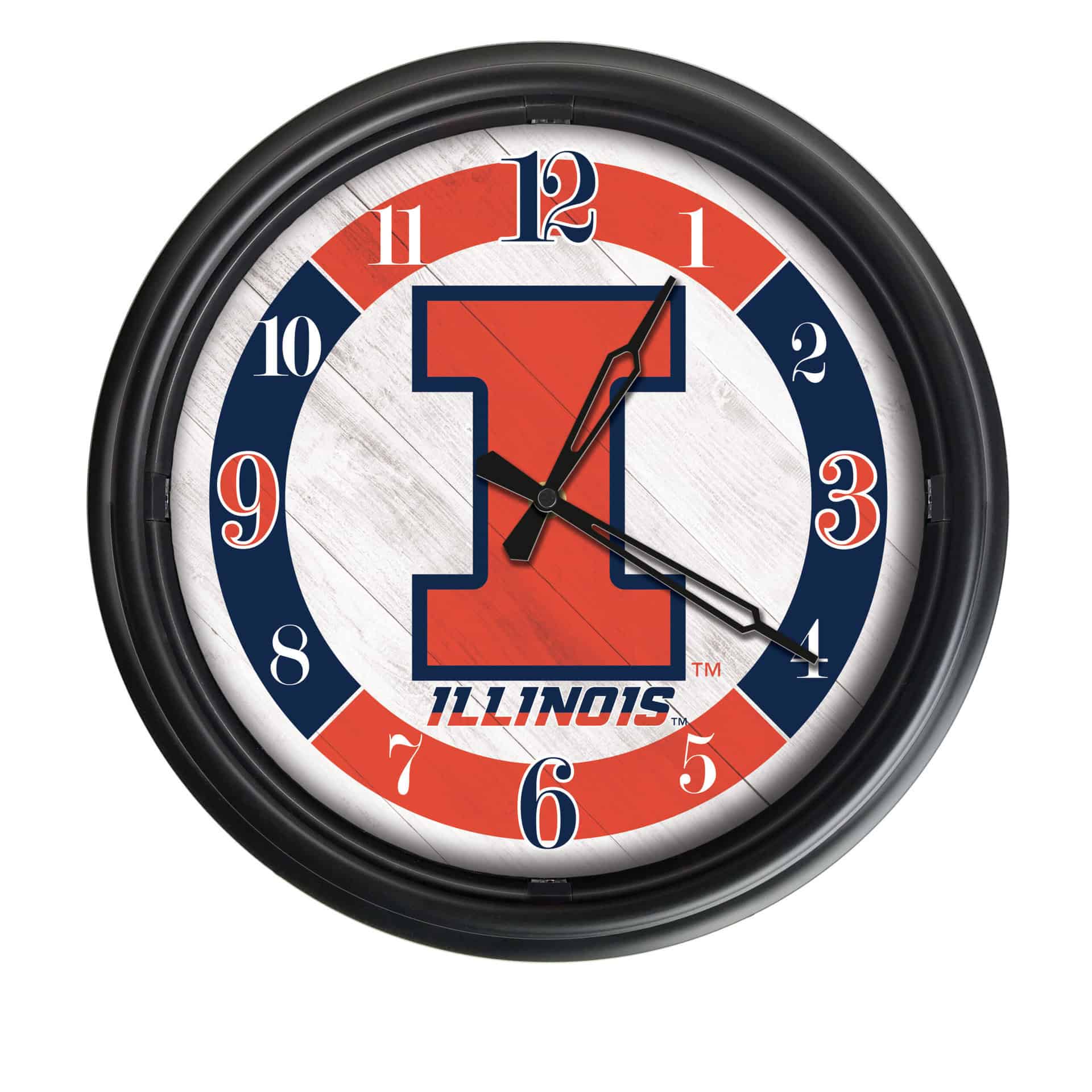 University of Illinois 14-Inch Indoor/Outdoor LED Wall Clock in Black 7 University of Illinois 14-Inch Indoor/Outdoor LED Wall Clock in Black