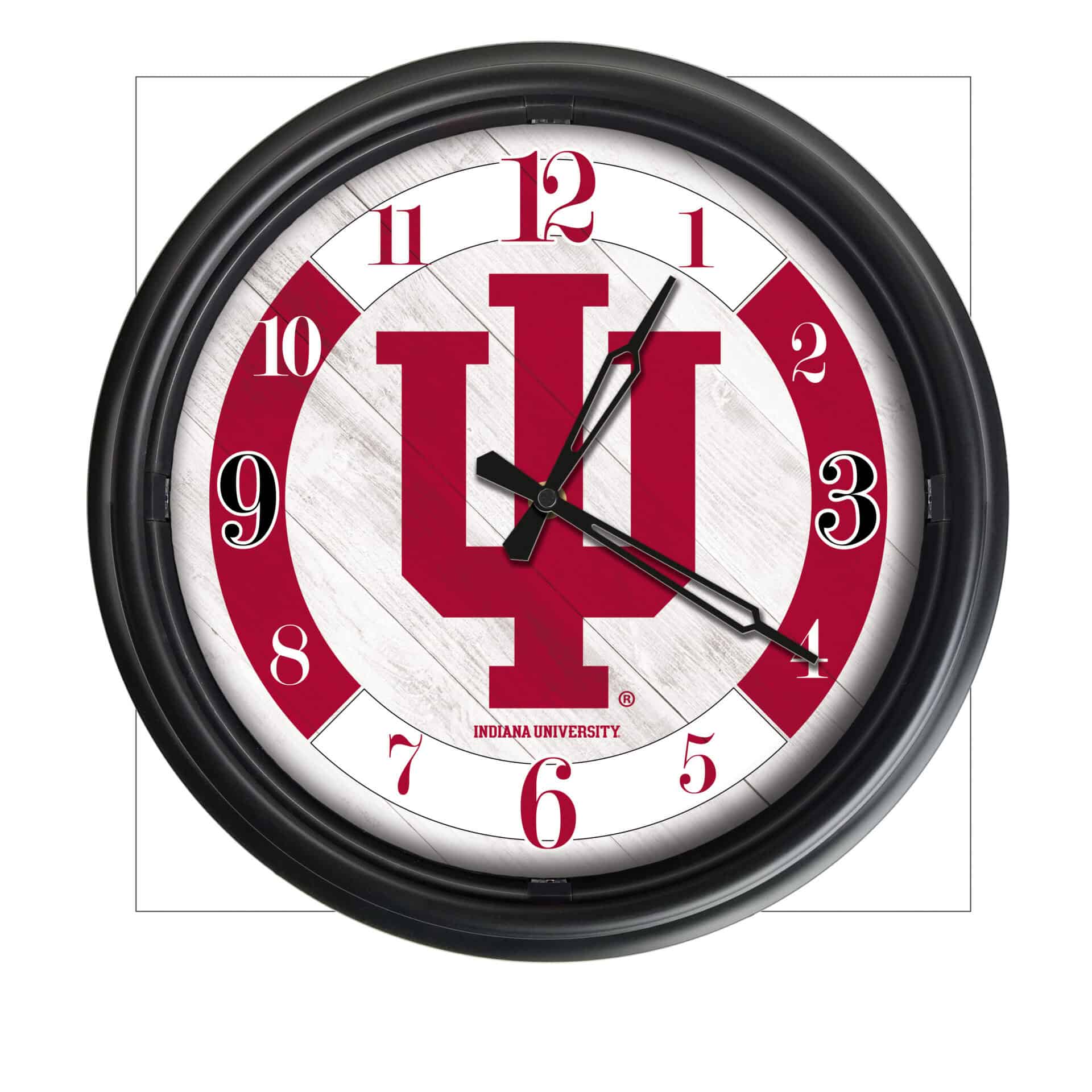 Indiana University 14-Inch Indoor/Outdoor LED Wall Clock in Black 1 Indiana University 14-Inch Indoor/Outdoor LED Wall Clock in Black
