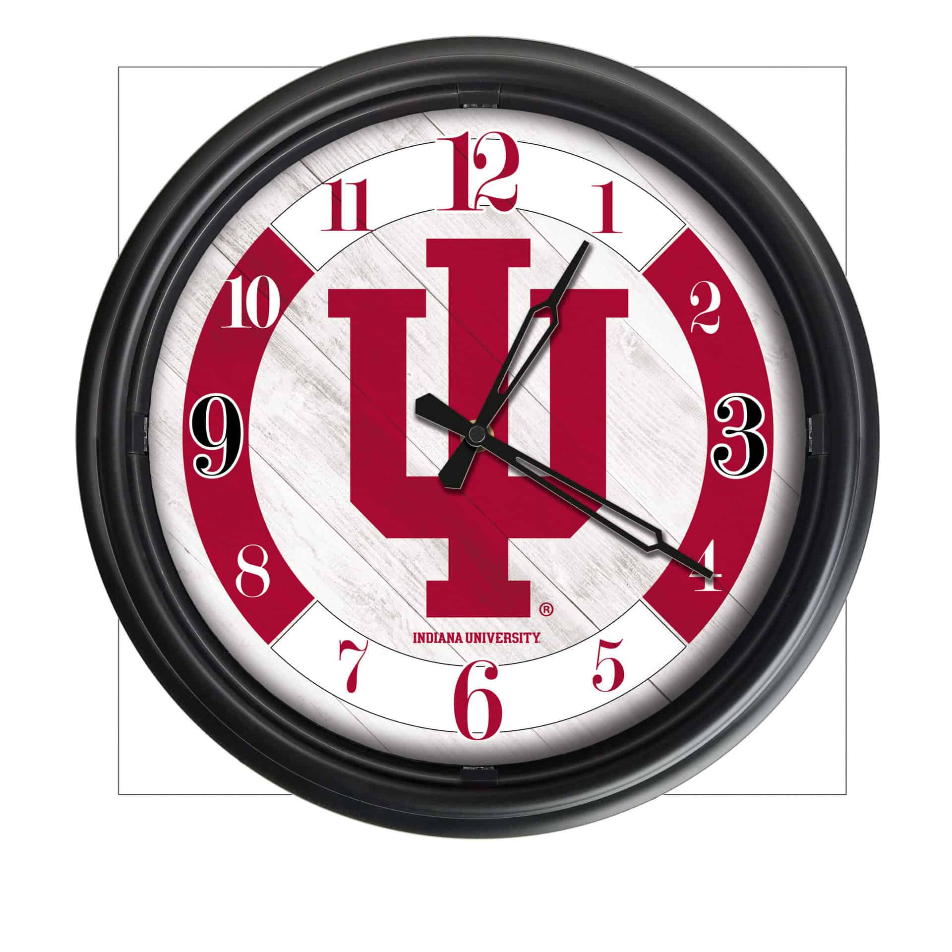 Indiana University 14-Inch Indoor/Outdoor LED Wall Clock in Black 7 Indiana University 14-Inch Indoor/Outdoor LED Wall Clock in Black