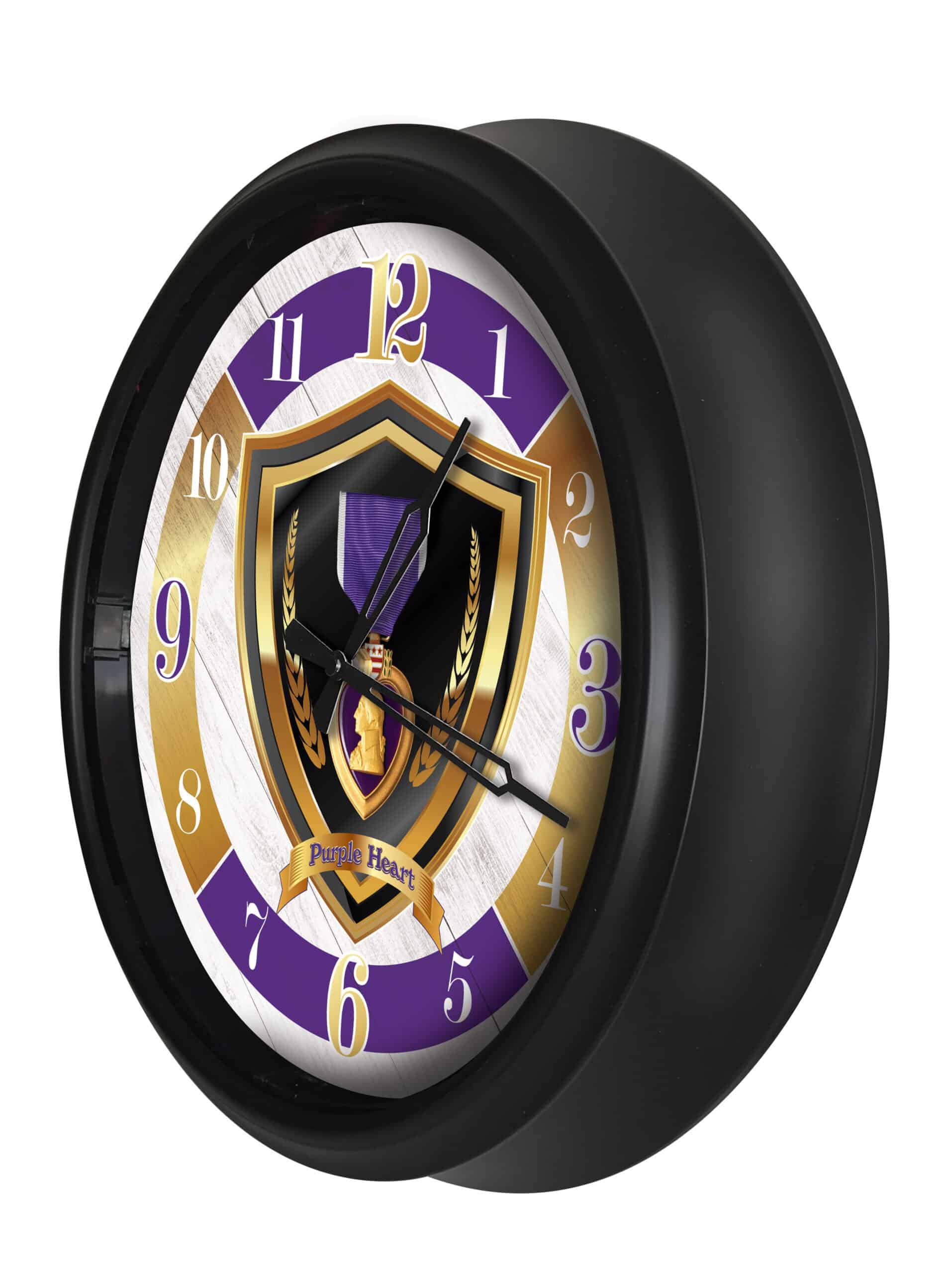 Purple Heart 14-Inch Indoor/Outdoor LED Wall Clock in Black 8 Purple Heart 14-Inch Indoor/Outdoor LED Wall Clock in Black