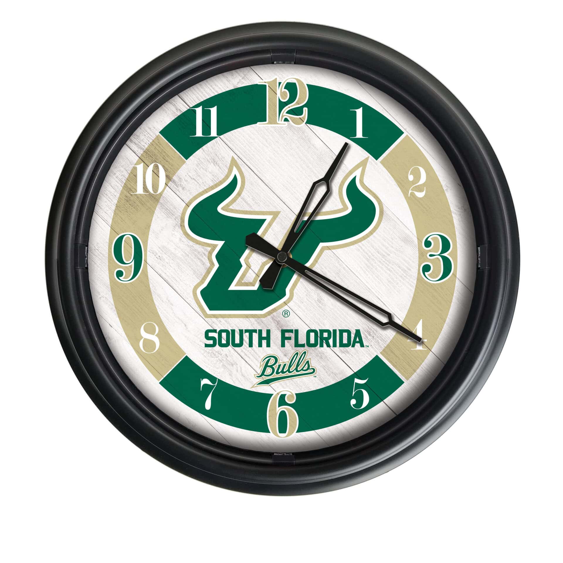 University of South Florida 14-Inch Indoor/Outdoor LED Wall Clock in Black 7 University of South Florida 14-Inch Indoor/Outdoor LED Wall Clock in Black