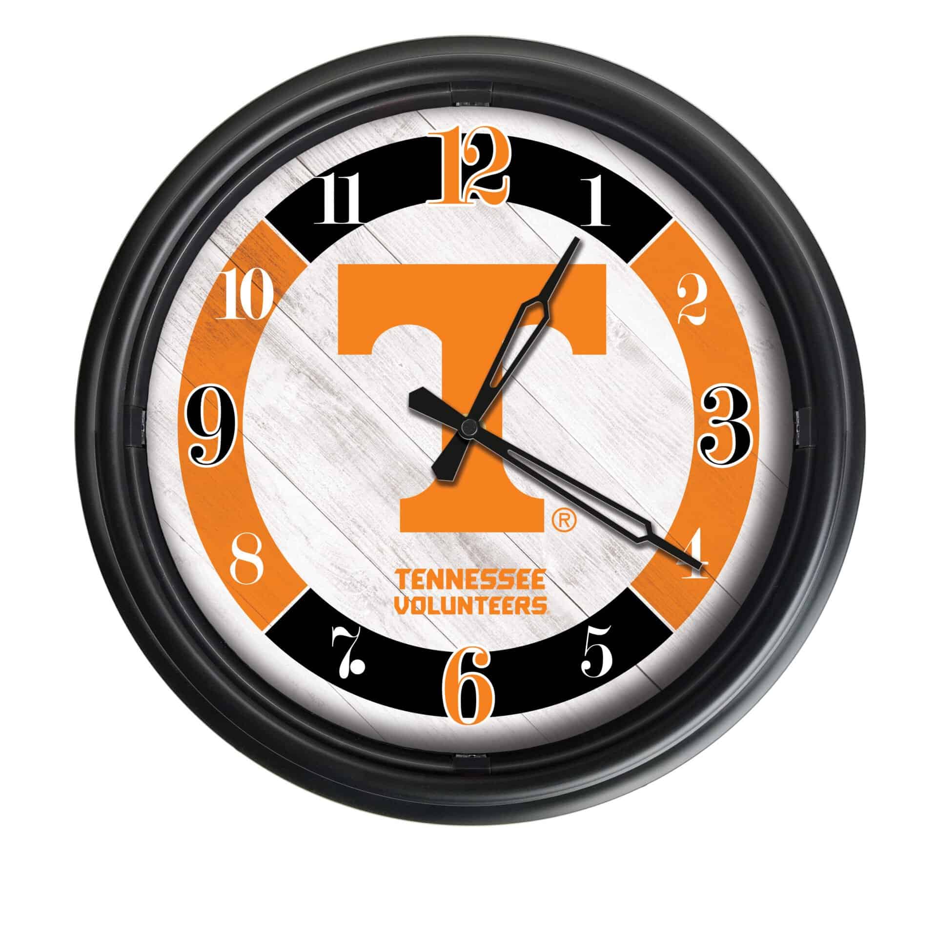 University of Tennessee 14-Inch Indoor/Outdoor LED Wall Clock in Black 1 University of Tennessee 14-Inch Indoor/Outdoor LED Wall Clock in Black