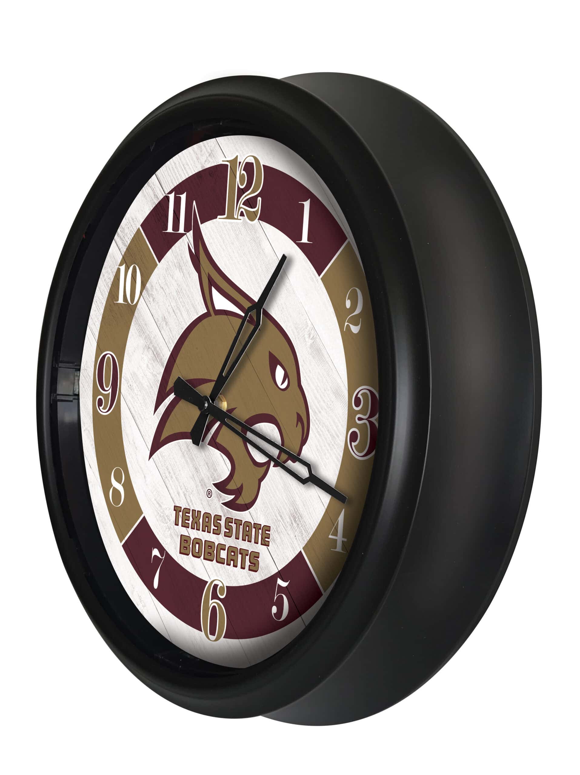 Texas State University 14-Inch Indoor/Outdoor LED Wall Clock in Black 8 Texas State University 14-Inch Indoor/Outdoor LED Wall Clock in Black