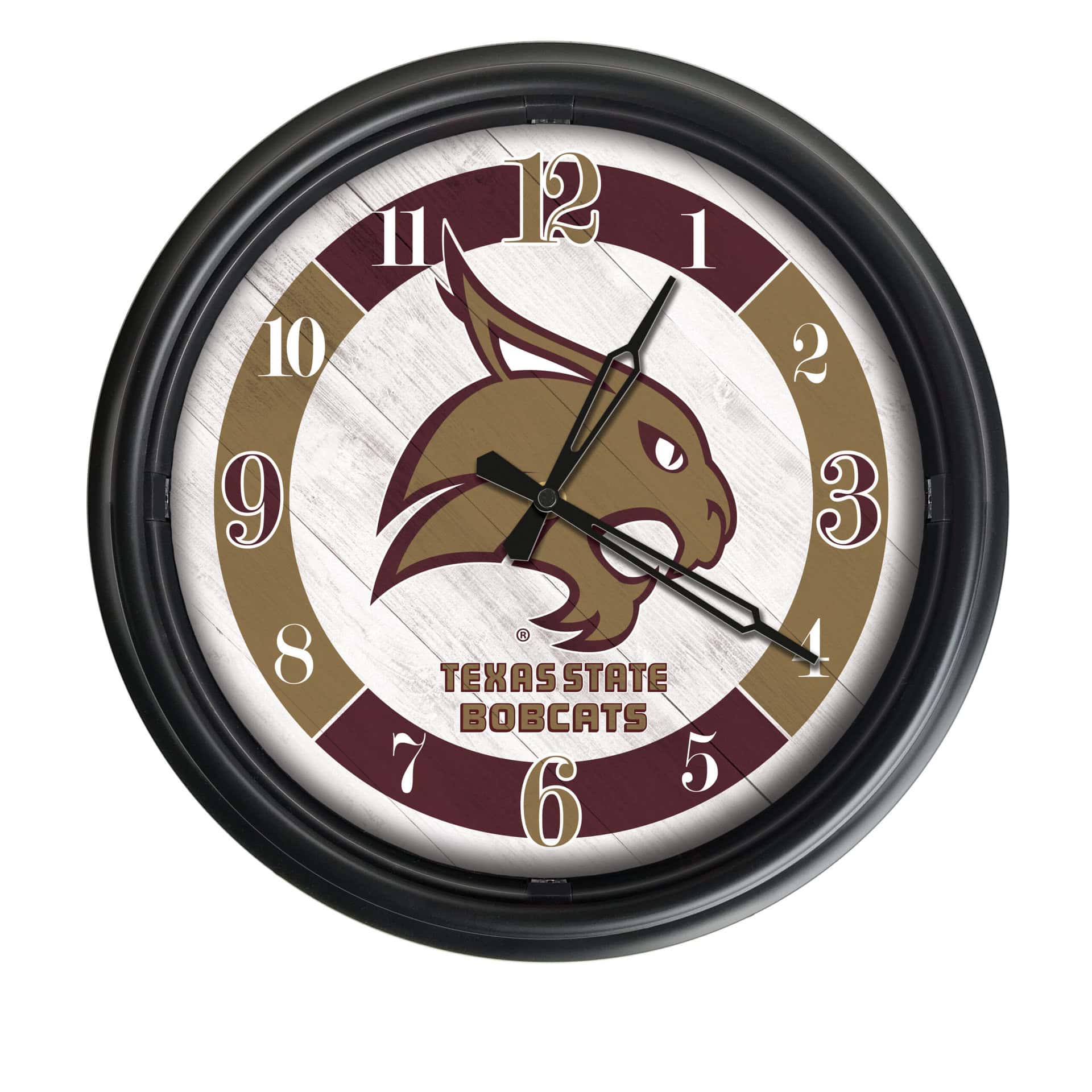 Texas State University 14-Inch Indoor/Outdoor LED Wall Clock in Black 7 Texas State University 14-Inch Indoor/Outdoor LED Wall Clock in Black