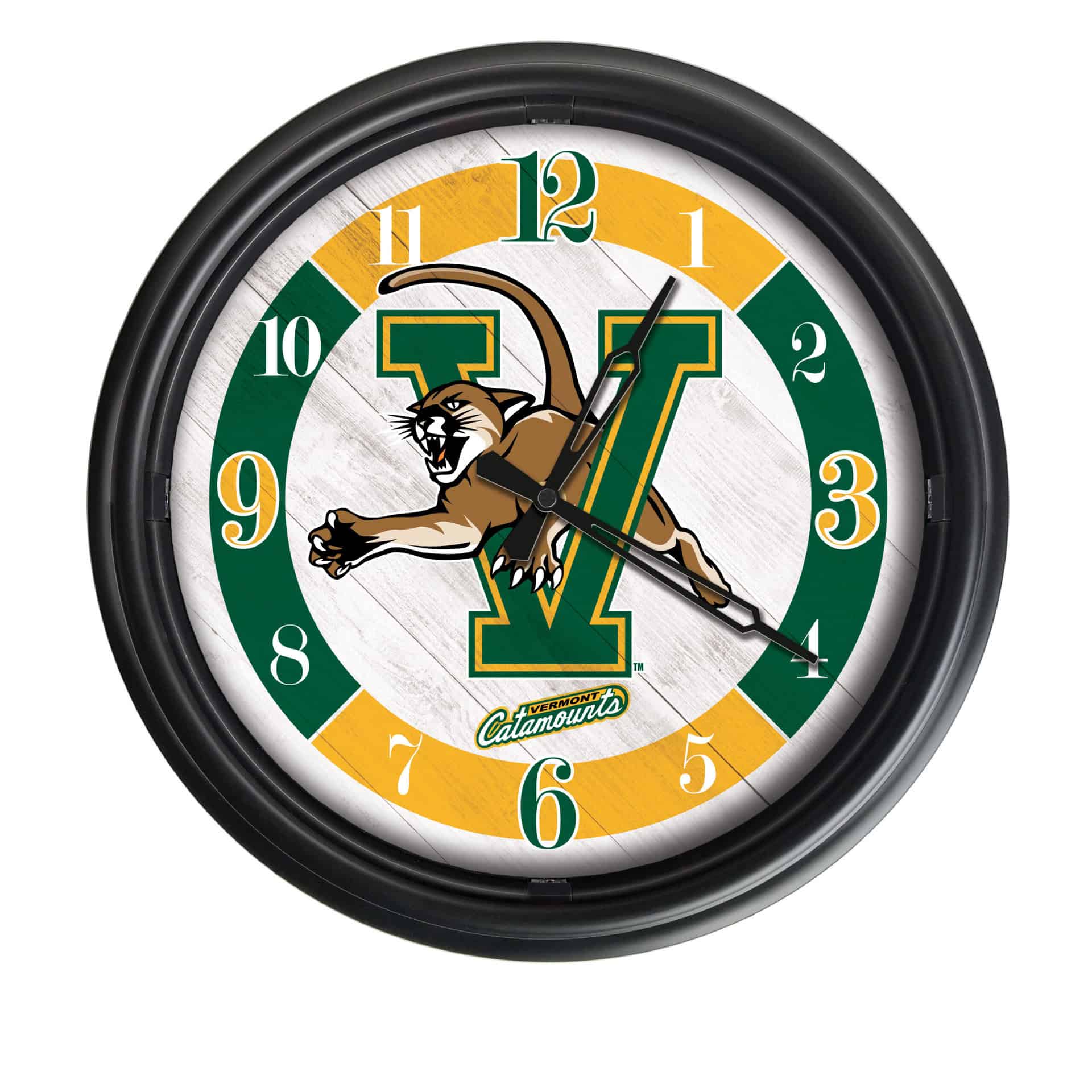University of Vermont 14-Inch Indoor/Outdoor LED Wall Clock in Black 7 University of Vermont 14-Inch Indoor/Outdoor LED Wall Clock in Black