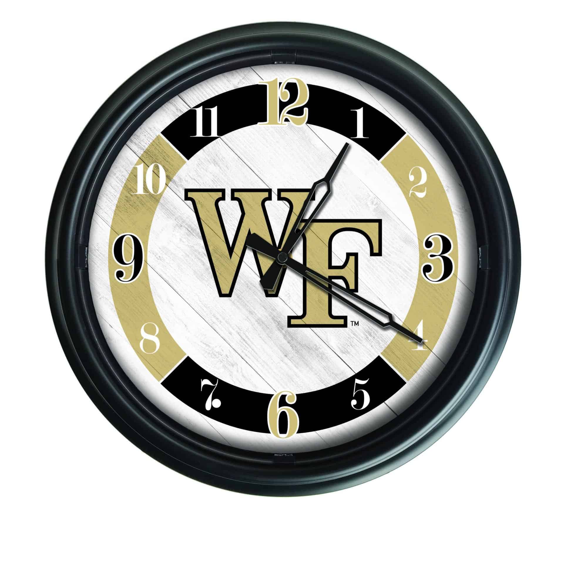 Wake Forest University 14-Inch Indoor/Outdoor LED Wall Clock in Black 1 Wake Forest University 14-Inch Indoor/Outdoor LED Wall Clock in Black