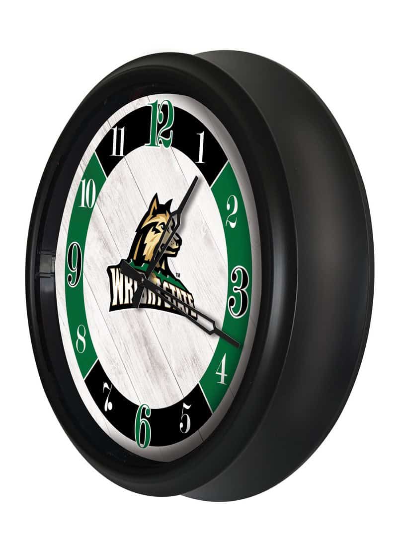 Wright State University 14-Inch Indoor/Outdoor LED Wall Clock in Black 2 Wright State University 14-Inch Indoor/Outdoor LED Wall Clock in Black - Image 2
