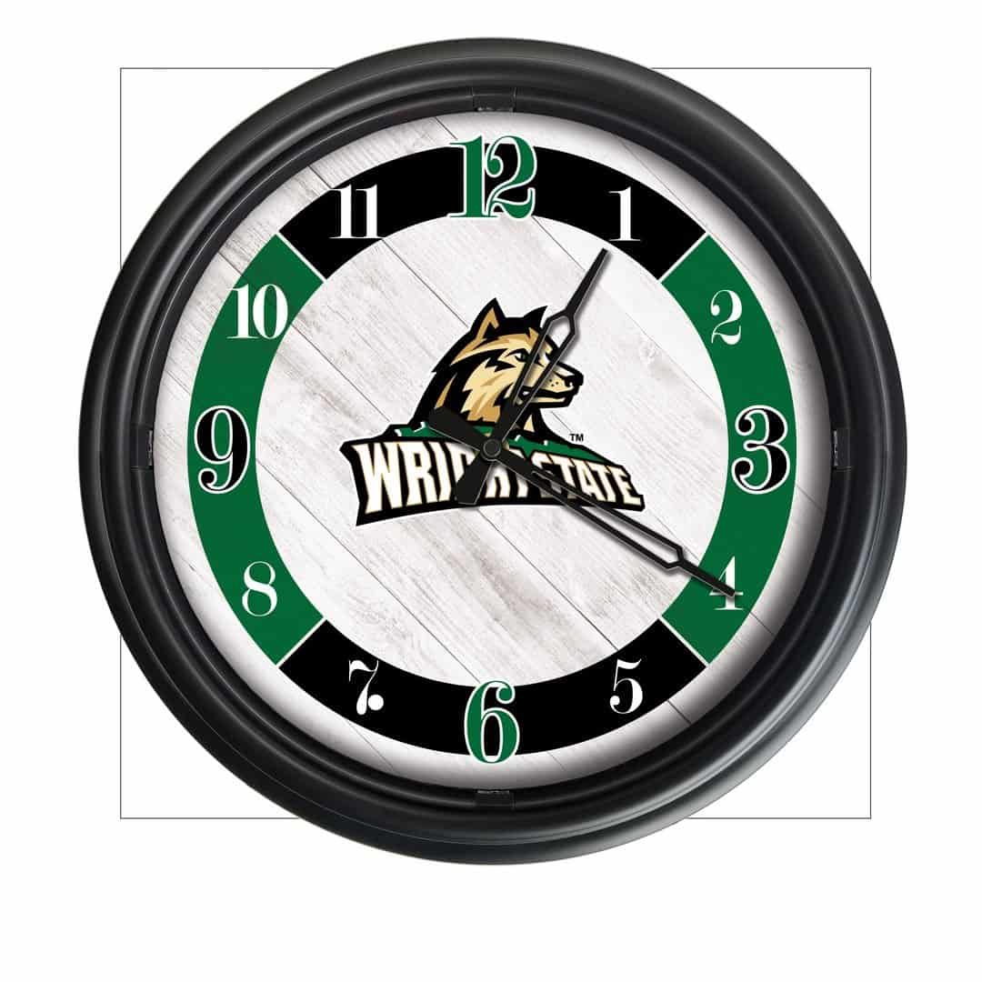 Wright State University 14-Inch Indoor/Outdoor LED Wall Clock in Black 1 Wright State University 14-Inch Indoor/Outdoor LED Wall Clock in Black