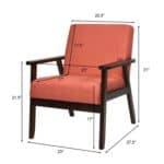 Retro Orange Linen Accent Chair with Espresso Wood Frame