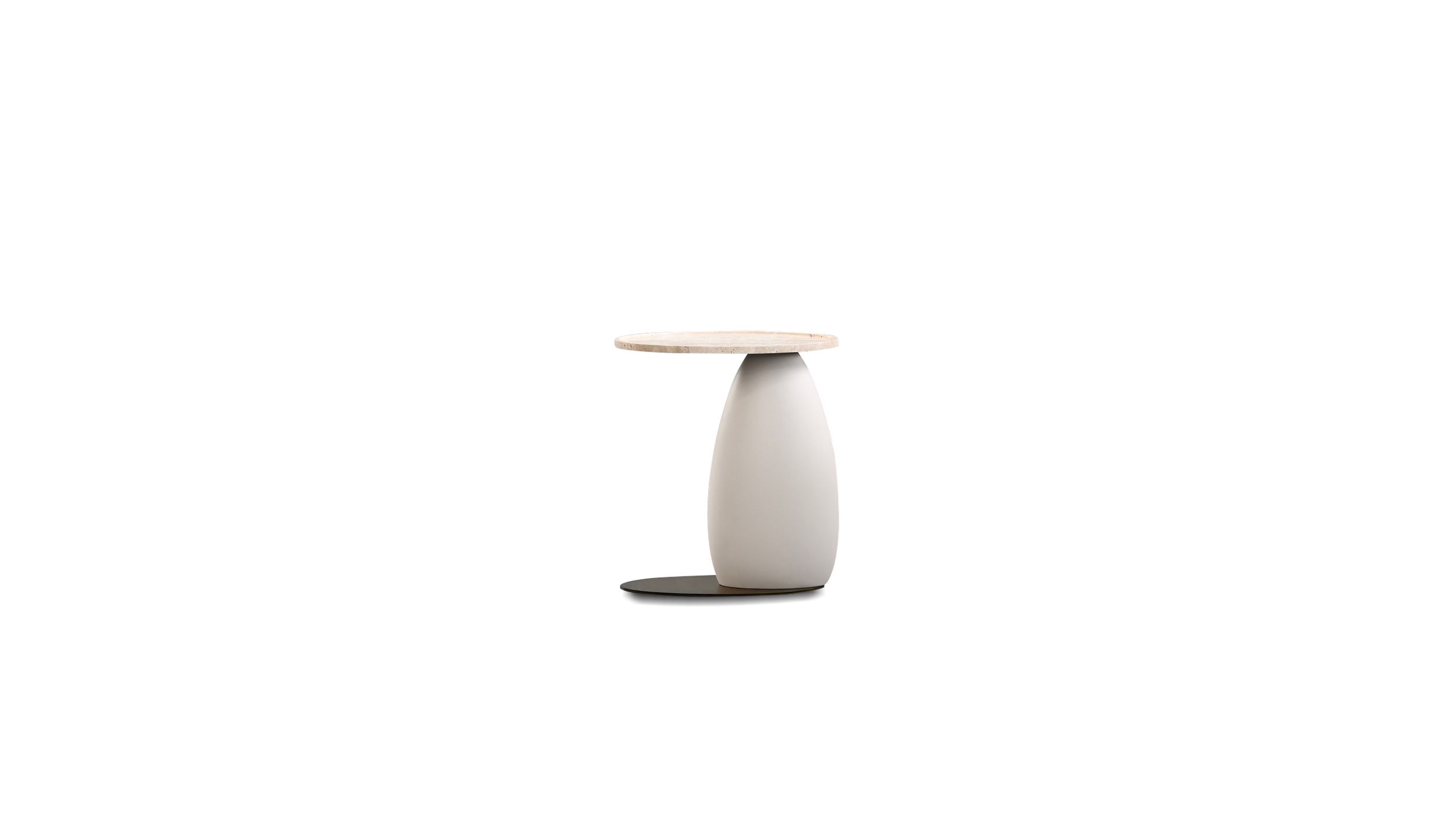 OLLO End Table Travertine Top Ivory Cement Patina Bronze Base 1 OLLO End Table Travertine Top Ivory Cement Patina Bronze Base
