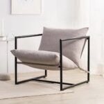 Modern Beige Tan Upholstered Accent Chair with Metal Frame 6 Modern Beige Tan Upholstered Accent Chair with Metal Frame