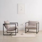 Modern Beige Tan Upholstered Accent Chair with Metal Frame 7 Modern Beige Tan Upholstered Accent Chair with Metal Frame