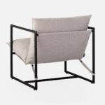 Modern Beige Tan Upholstered Accent Chair with Metal Frame 9 Modern Beige Tan Upholstered Accent Chair with Metal Frame