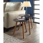 Modern Black Mid-Century Nesting End Tables with Wood Legs (Set of 2) 6 Modern Black Mid-Century Nesting End Tables with Wood Legs (Set of 2)