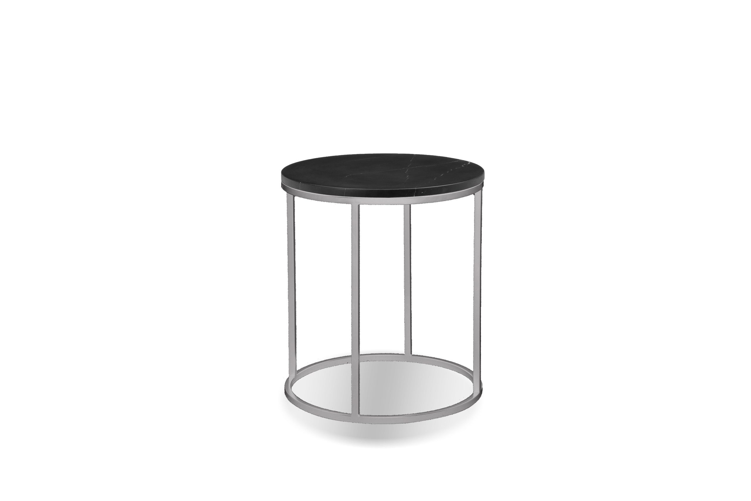 ONIX Black Marble Round End Table Brushed Steel Base 1 ONIX Black Marble Round End Table Brushed Steel Base