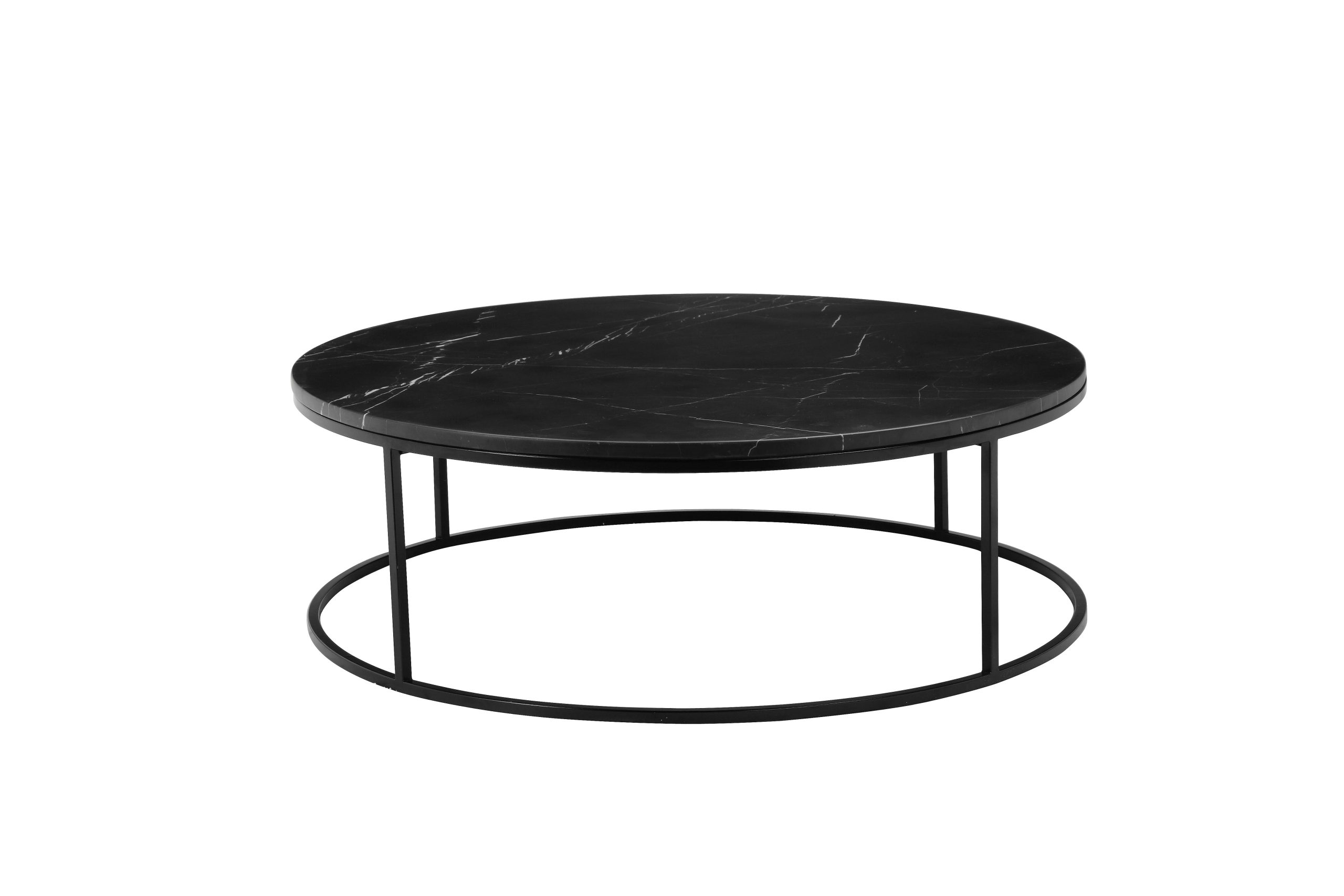 ONIX Black Marquina Marble Round Coffee Table Black Frame 2 ONIX Black Marquina Marble Round Coffee Table Black Frame - Image 2