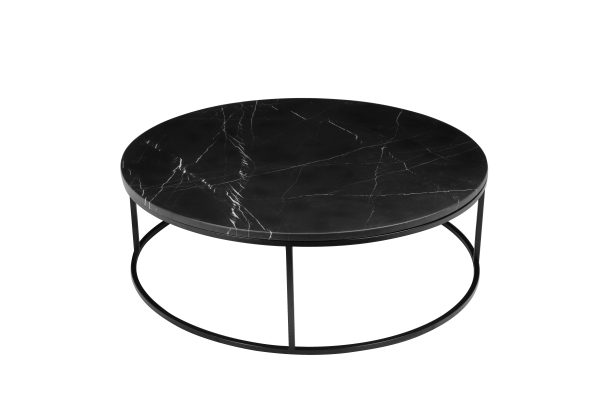 ONIX Black Marquina Marble Round Coffee Table Black Frame 2