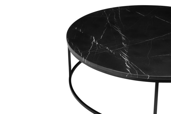 ONIX Black Marquina Marble Round Coffee Table Black Frame 3