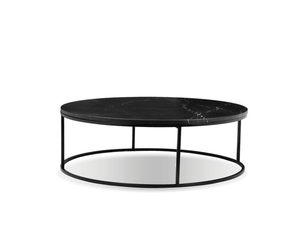 ONIX Black Marquina Marble Round Coffee Table Black Frame