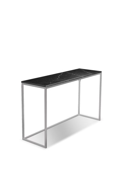 ONIX Black Marquina Marble Sofa Table Brushed Stainless Steel