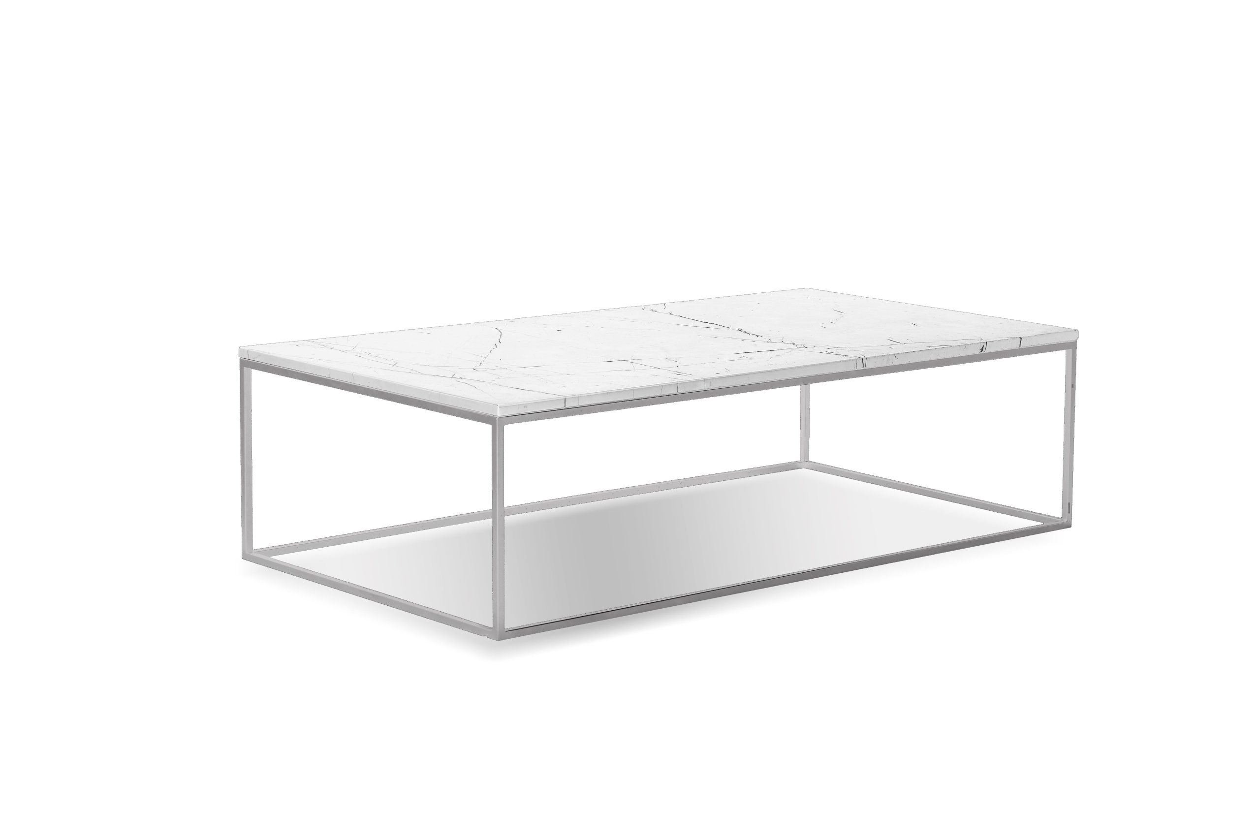 ONIX Rectangular White Marble Coffee Table with Brushed Stainless Steel 1 ONIX Rectangular White Marble Coffee Table with Brushed Stainless Steel