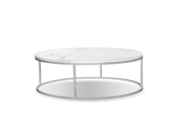 ONIX Round White Marble Coffee Table Brushed Stainless Steel