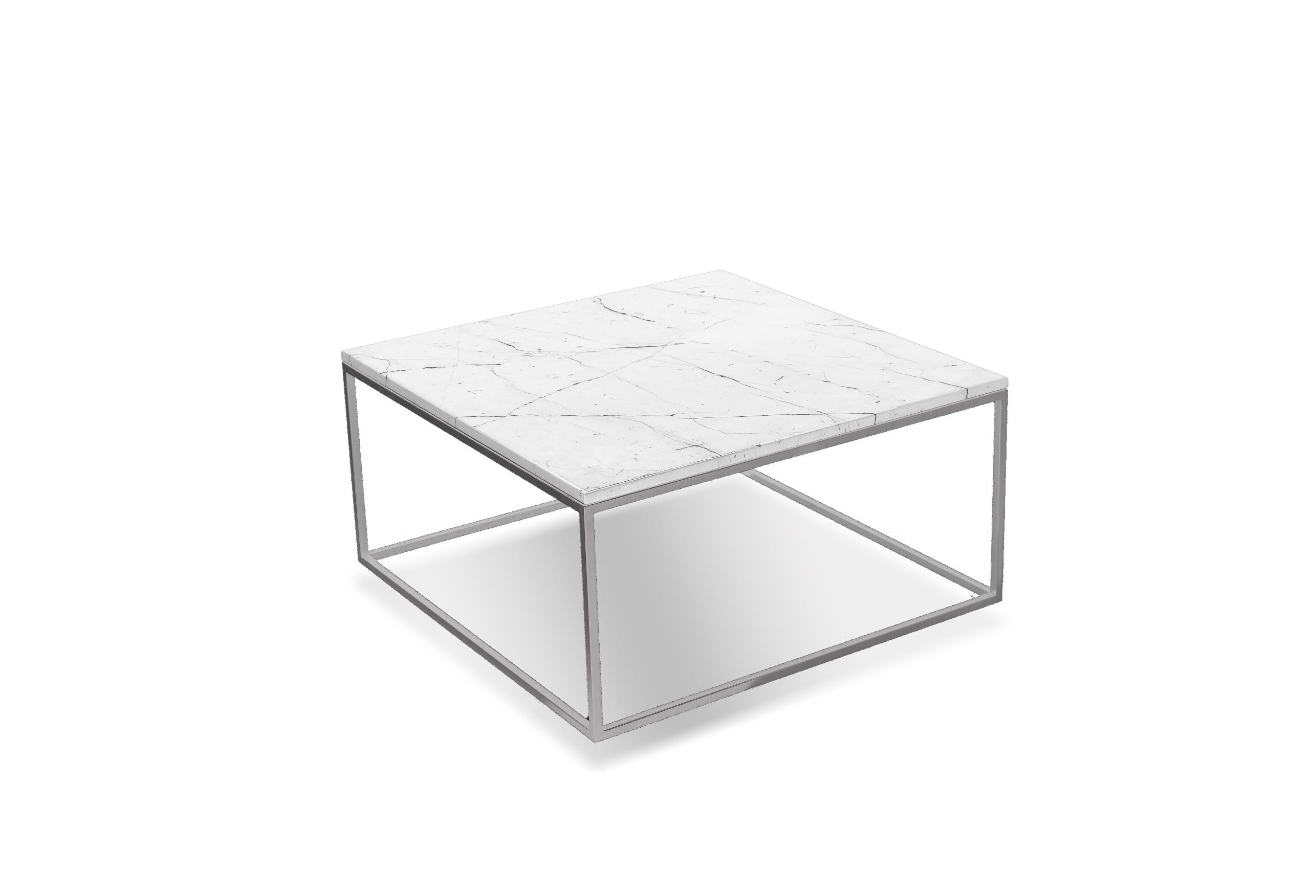 ONIX Square White Marble Coffee Table Brushed Stainless Steel 1 ONIX Square White Marble Coffee Table Brushed Stainless Steel